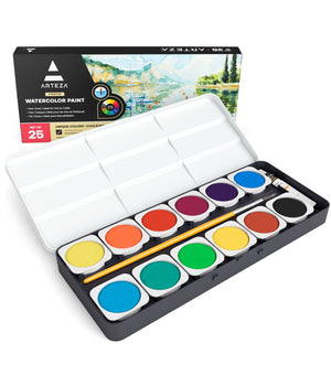 Watercolor Artist Paint, Opaque Colors in Pans - Set of 25