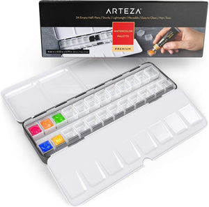 Arteza Empty Half-Pans in Tin Watercolor Palette Set