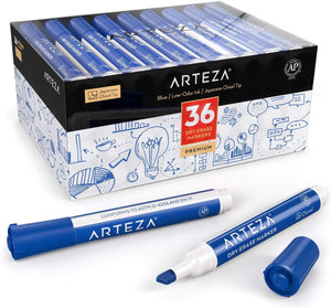 Dry Erase Markers, Blue, Chisel Tip - 36 Pack
