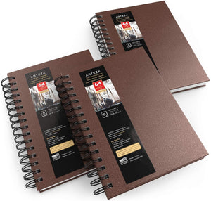 Watercolor Book, Spiral-Bound Hardcover, Brown, 5.5