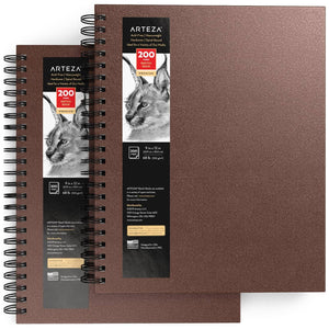 Sketchbook, Spiral-Bound Hardcover, Brown, 9x12” - Pack of 2