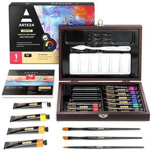 Acrylic Paint & Tool Art Set- 19 Pieces