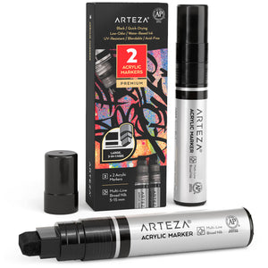 Arteza Black Acrylic Markers with Broad Nibs