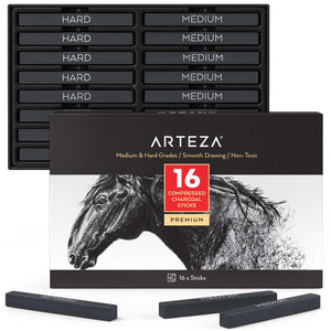 Arteza Compressed Charcoal Medium and Hard Grad