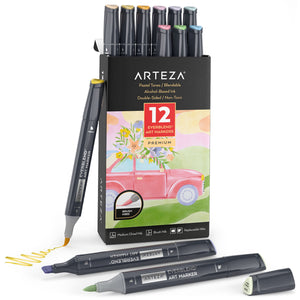 EverBlend™ Ultra Art Markers, Brush Nib, Pastel Colors - Set of 12