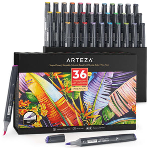 EverBlend™ Ultra Art Markers, Brush Nib, Tropical Tones - Pack of 36