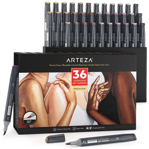 EverBlend™ Ultra Art Markers, Brush Nib, Portrait Tones - Set of 36