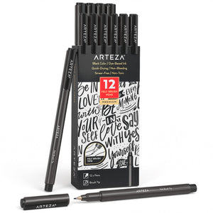 Felt Brush Pens, Black - Set of 12