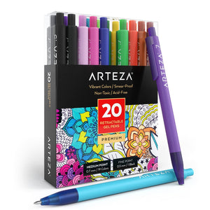 Retractable Gel Ink Pens, Vibrant Colors - Set of 20