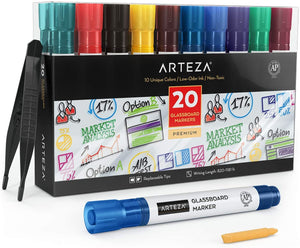 Glassboard Markers, Classic Colors - Set of 20