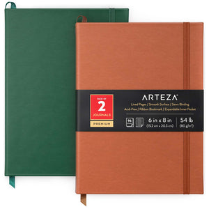 Journals, Hunter Green & Saddle, Lined Paper - Set of 2