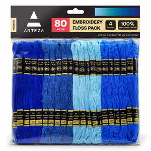 Embroidery Floss, Blue & Teal Tones - 80 Pieces