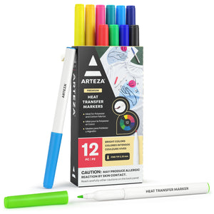 Heat Transfer Markers, Bright Colors - Set of 12