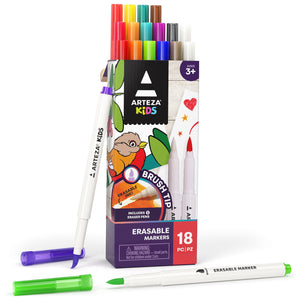 Kids Erasable Marker, Brush Nib - Set of 18