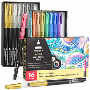 Real Brush Pens® Metallic Liquid Ink - Set of 16