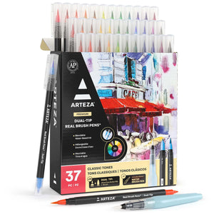 Real Brush Pens®, Ultra Fine & Brush Dual-Tip - Set of 36