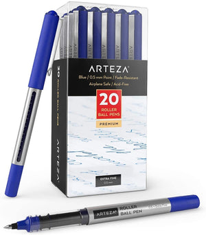 Roller Ball Pens, Blue, 0.5mm Extra Fine Nib - Pack of 20