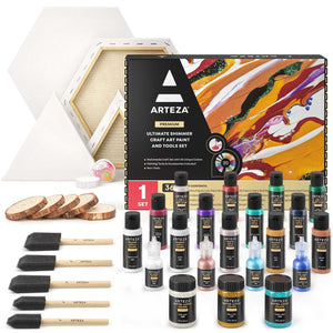 Ultimate Shimmer Craft Acrylic Paint & Tool Medium Art Set
