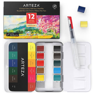 Watercolor Paint, Half-Pans - Set of 12