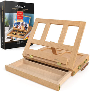Wood Desktop Easel with Storage Drawer & Palette