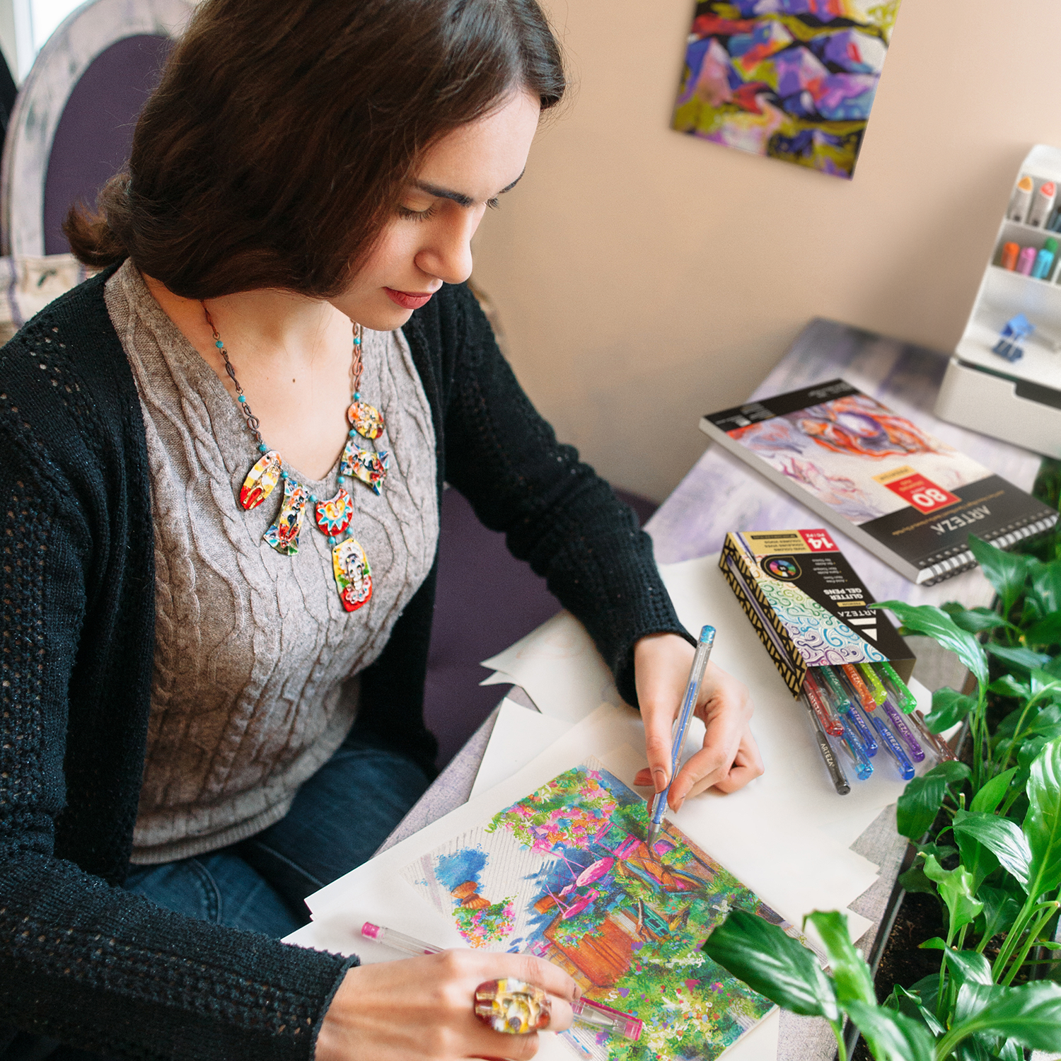 Gel Ink Pens, Glitter - Set of 14