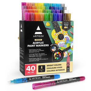 Acrylic Markers, Bright Colors, Fine Nib - Set of 40