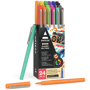 Felt Tip Pens, Rainbow - Set of 24