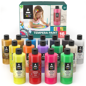 Kids Premium Tempera Paint, Assorted Colors, 400ml Bottles- Set of 16