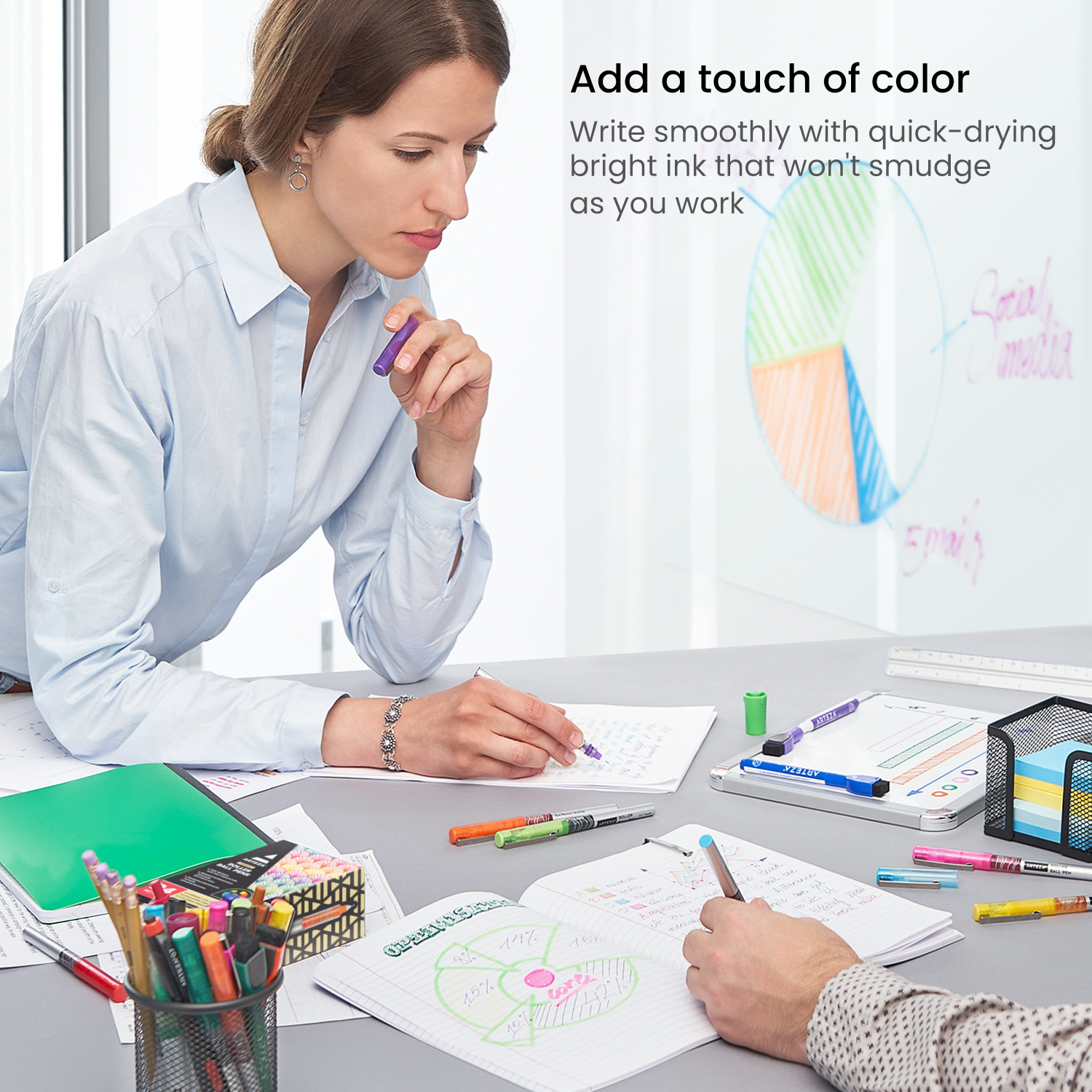 Roller Ball Pens, Multicolor, 0.5mm Needle Nib - Set of 24