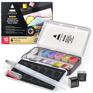 Iridescent Watercolor Paint Set, 12 Metallic Pearl Colors