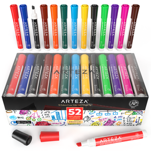 Dry Erase Markers, 12 Assorted Colors, Chisel Tip - Set of 52