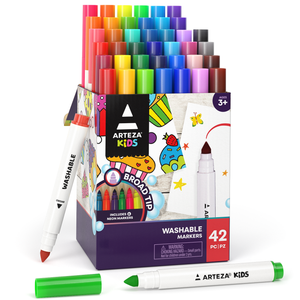 Kids Washable Markers, Broad Tip - Set of 42